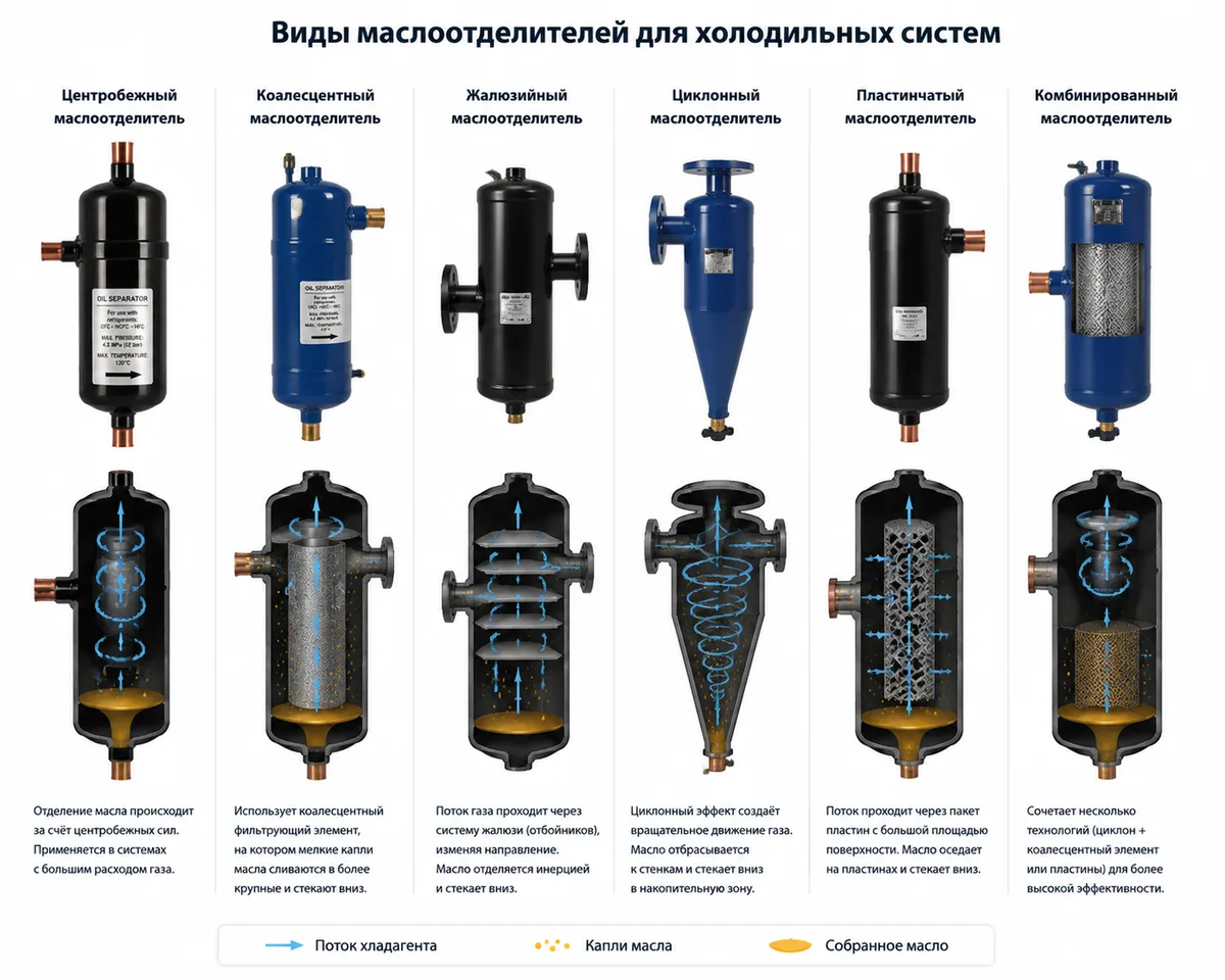 Типы маслоотделителей и их конструкции